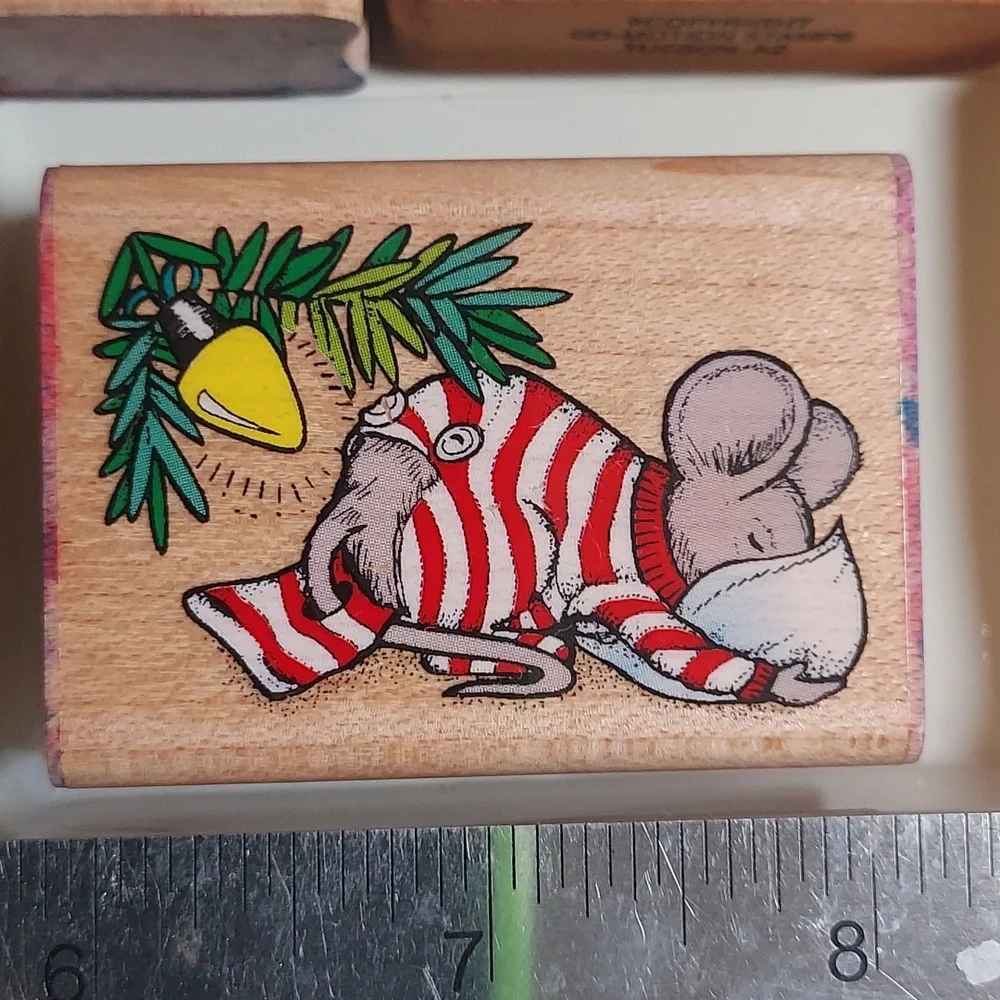 Rubber Stamps Christmas Theme Set Of 10 Holiday Wooden Stamps